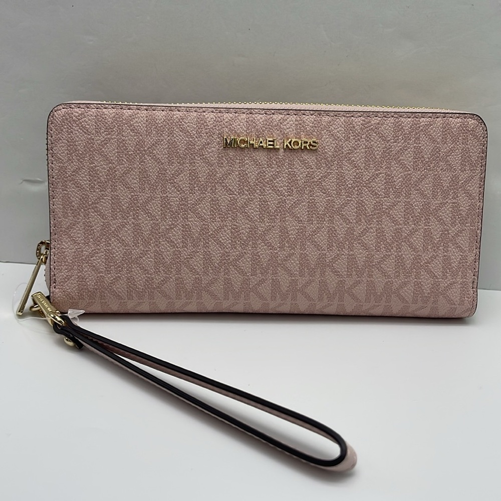 MICHAEL KORS Jet Set Travel Lg Signature Logo Continental Wristlet Phone Holder - Picture 11 of 16